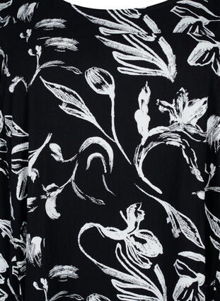 Robe en coton imprimé à manches courtes, Black W. AOP White, Packshot image number 2