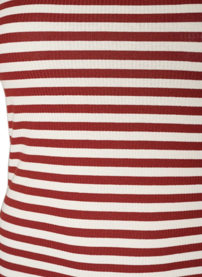 Gestreepte tanktop met een ribstructuur, Rood, Packshot image number 2