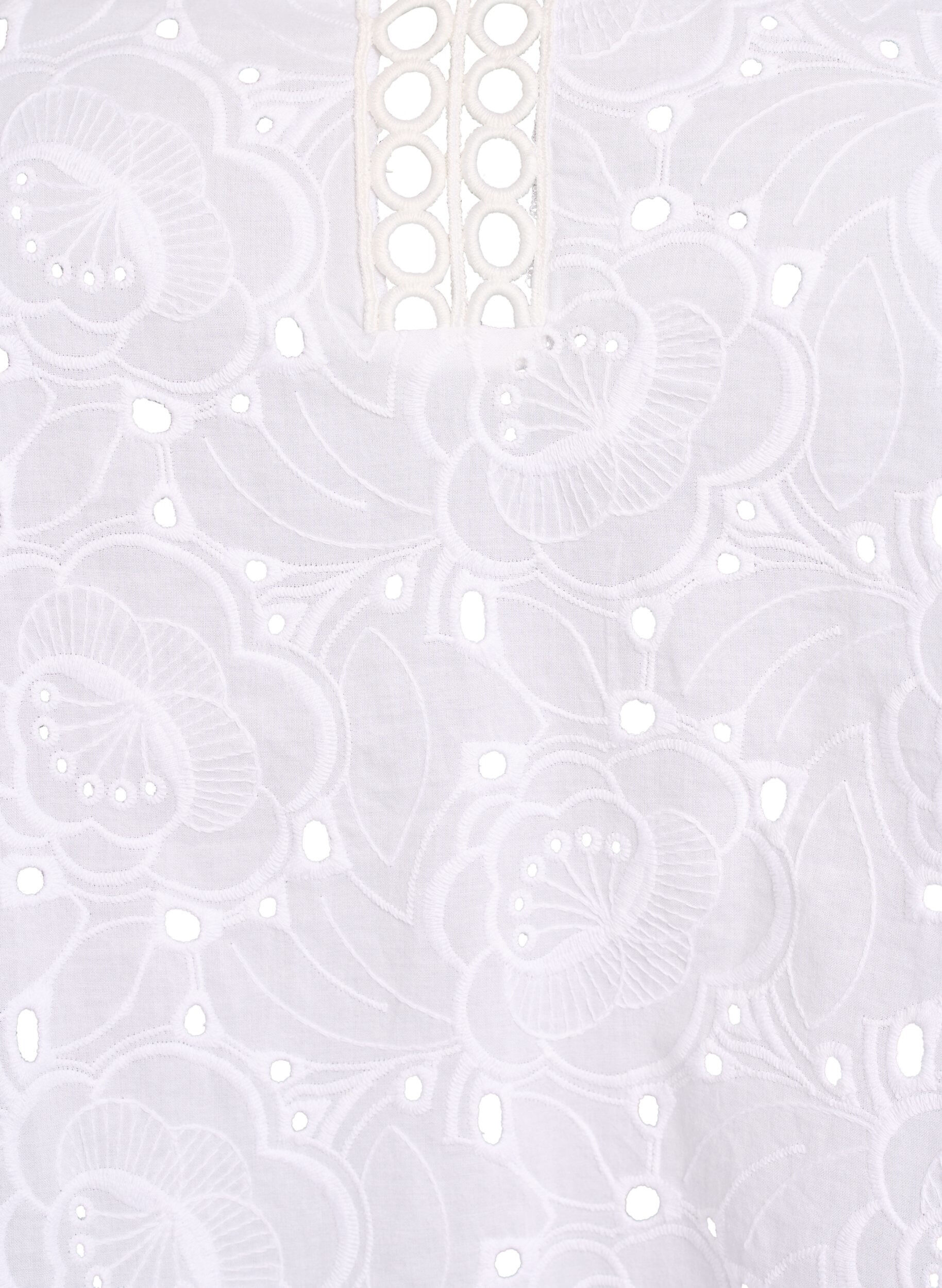 Zizzi Blouse en coton &agrave; manches longues avec broderie anglaise, Blanc, Packshot image number 2