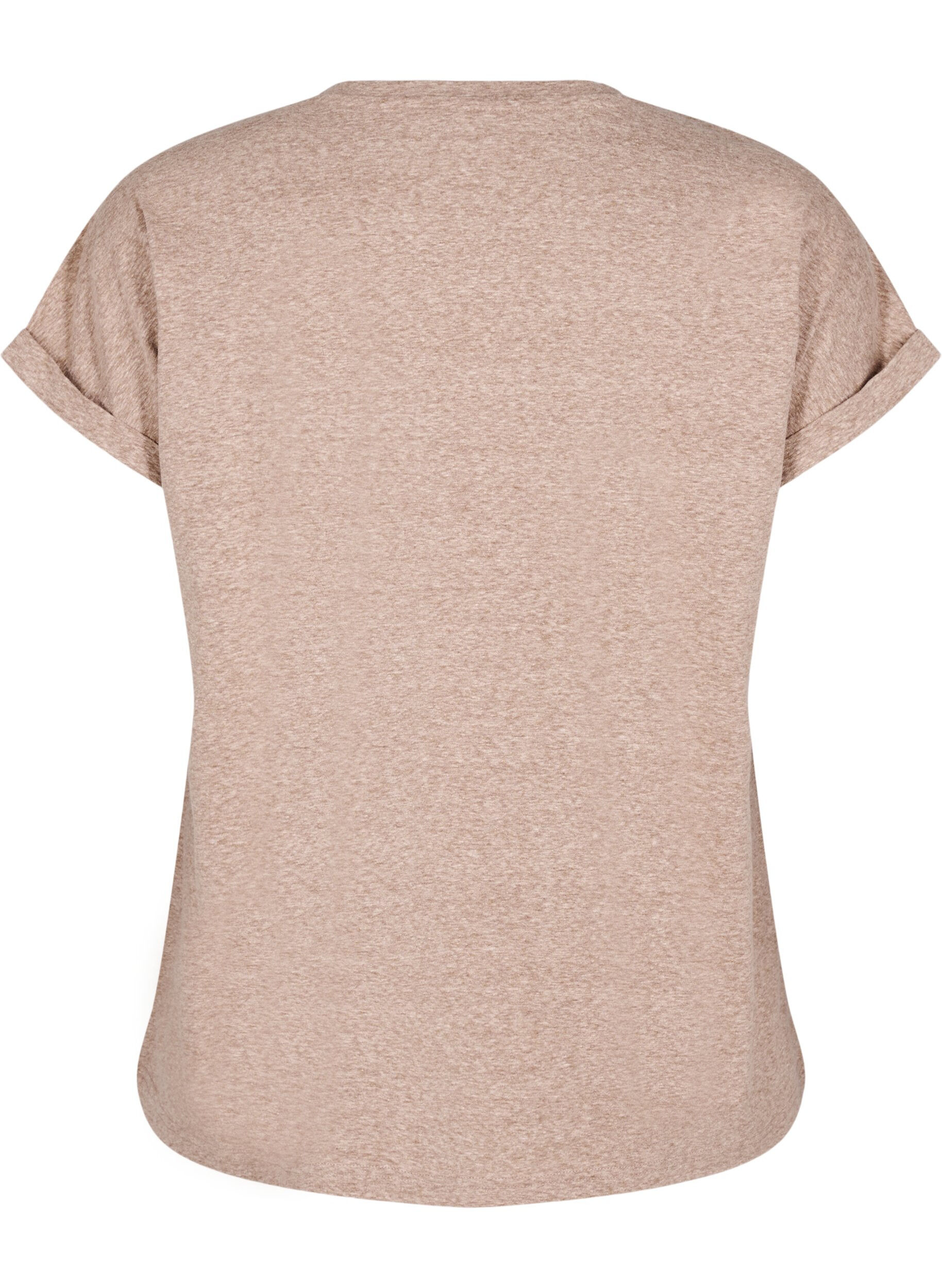 ZizziGem&ecirc;leerd T-shirt met korte mouwen, Bruin, Packshot image number 1