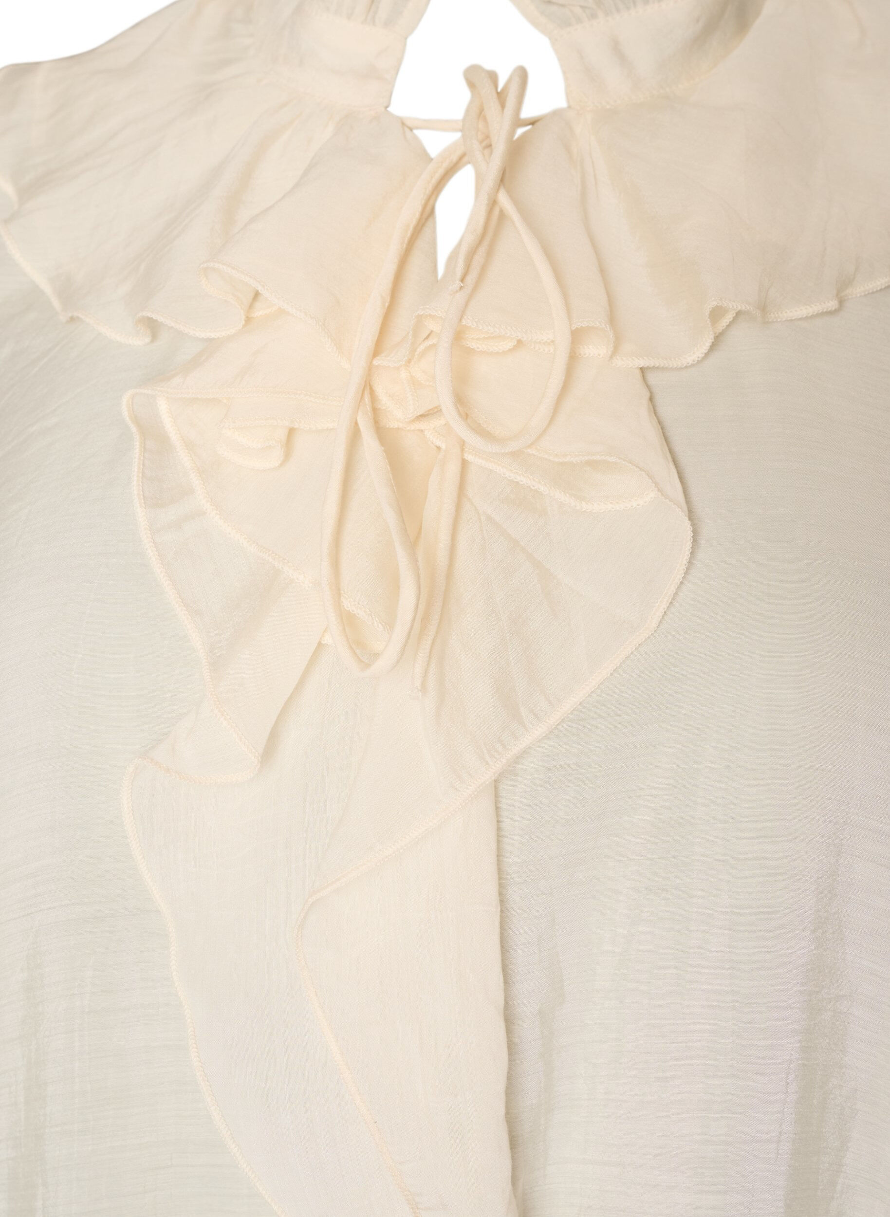 ZizziViscose blouse met ruches en lange mouwen, Vanille, Packshot image number 2