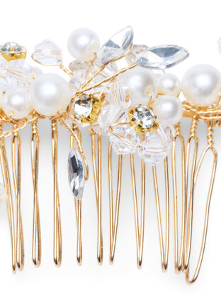 Pince à cheveux avec perles et pierres, Pearl, Packshot image number 1