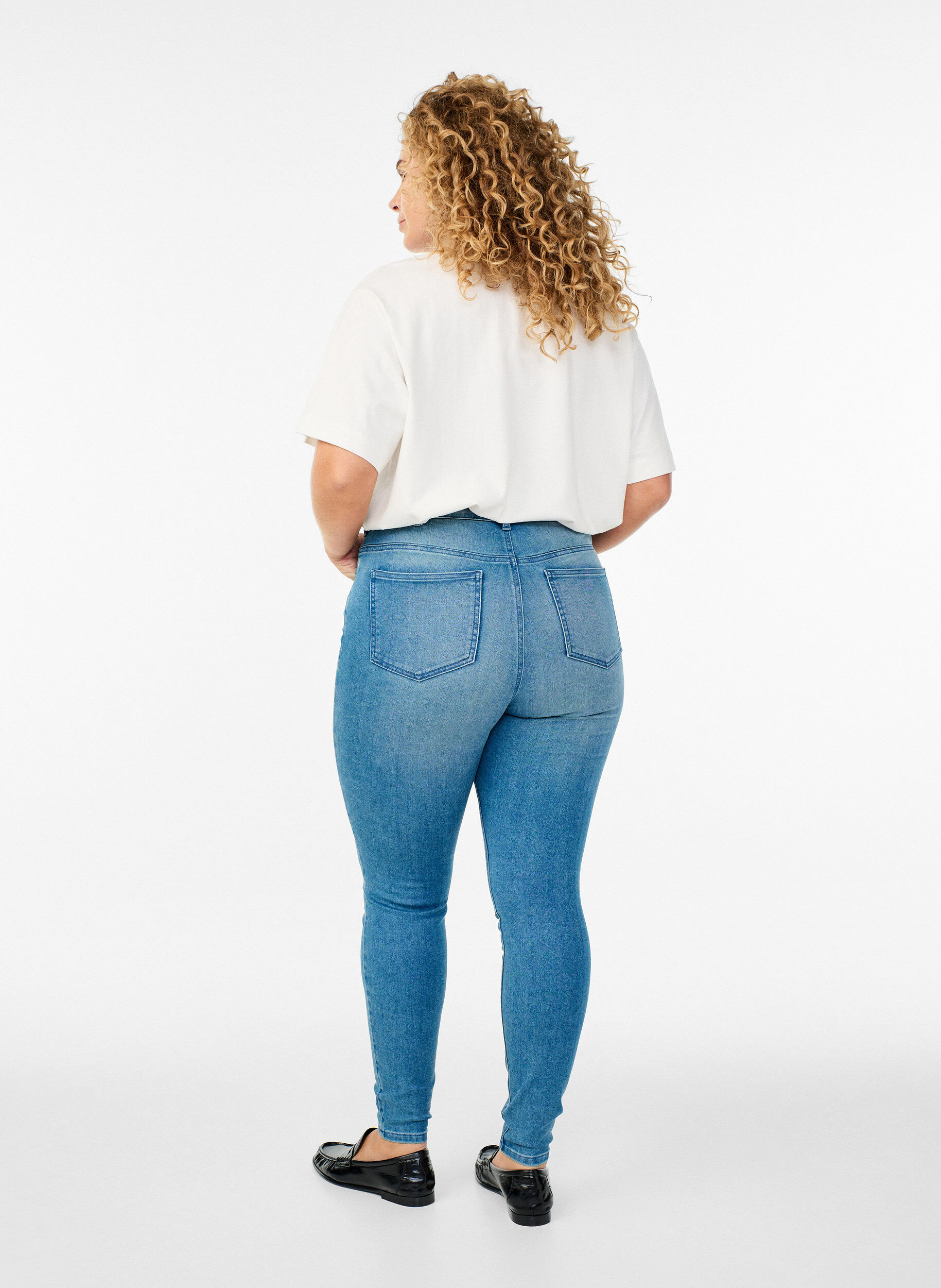 ZizziSuper slim Amy jeans met hoge taille, Blauw, Model image number 1
