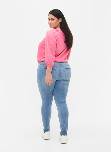 Extra slim Sanna-jeans met borduursel, Light blue, Model image number 1