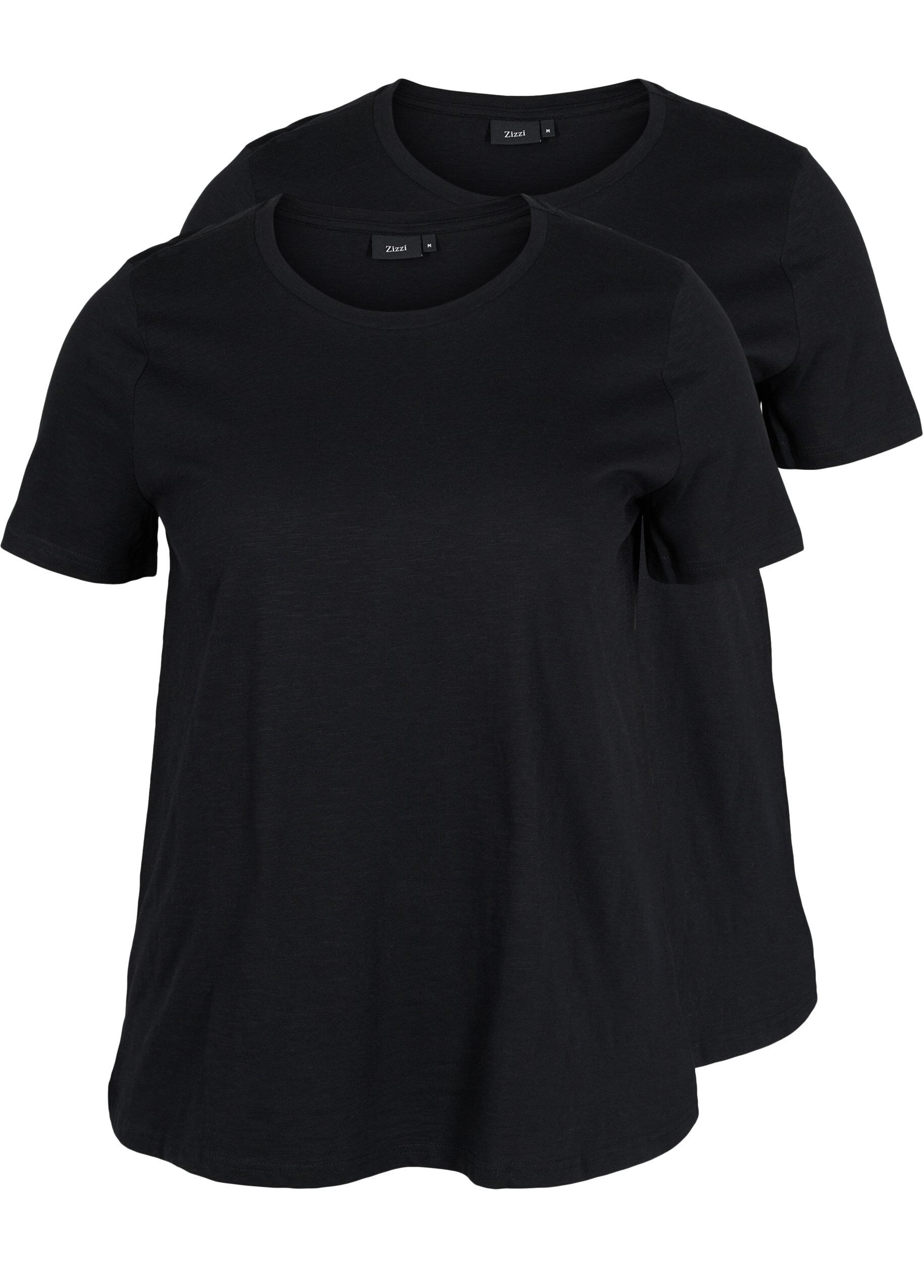 Zizzi Lot de 2 T-shirt basiques en coton, Black/Black, Packshot image number 0