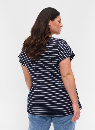 Katoenen t-shirt met strepen, Blue Stripe, Model image number 1