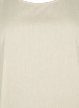 Katoenen blouse met korte mouwen van katoenmix met linnen, Sandshell, Packshot image number 2