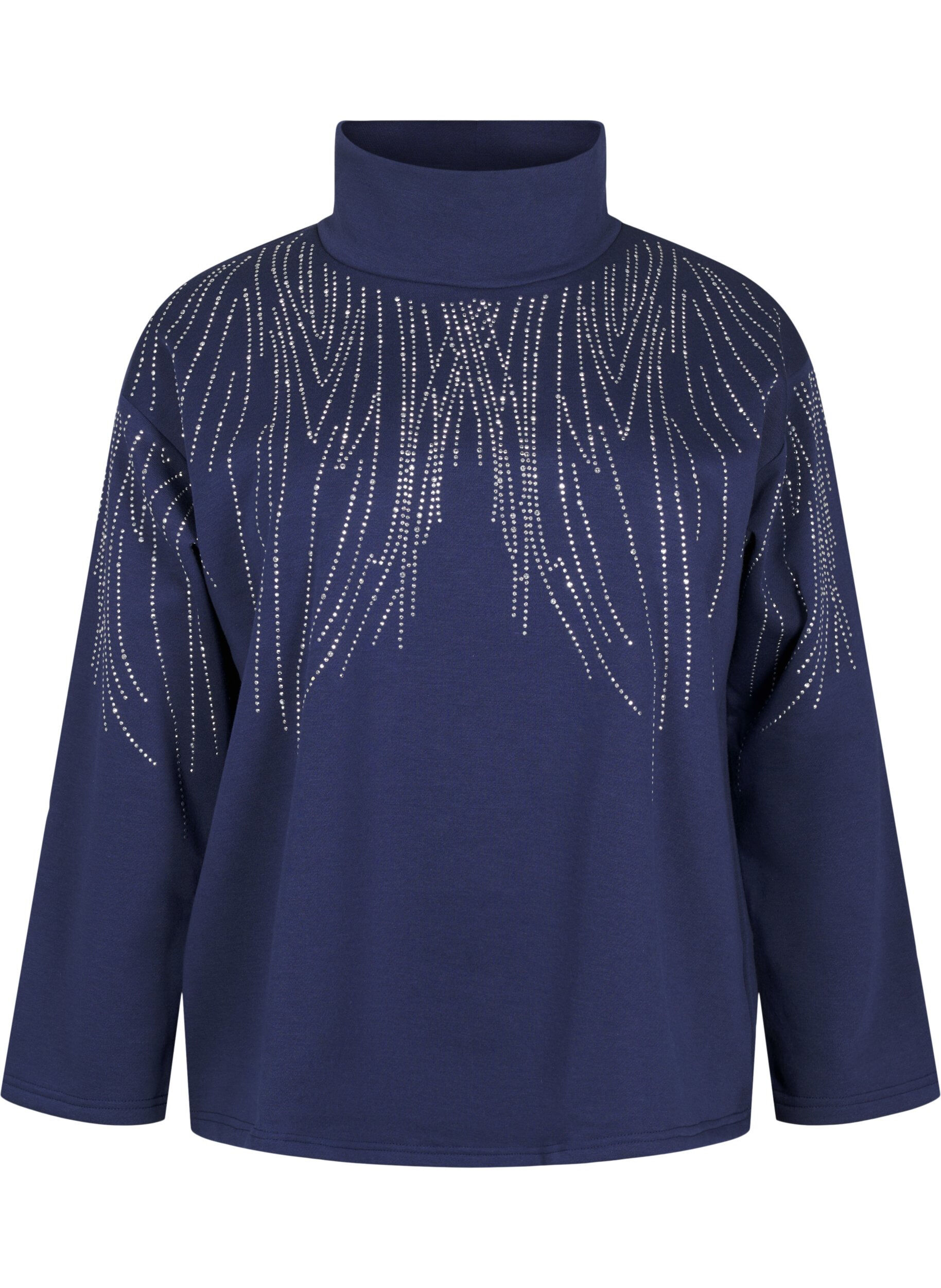 ZizziSweatshirt met een hoge hals en strass-steentjes, Naval Academy, Packshot image number 0