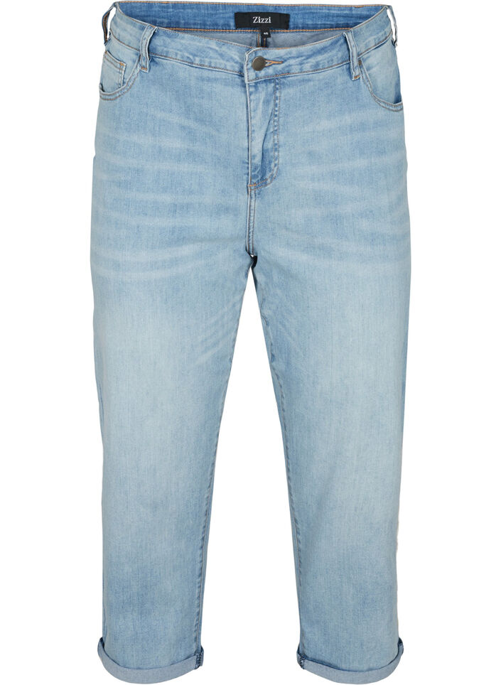 7/8 jeans met oprolbare pijpen en hoge taille, Blauw, Packshot image number 0
