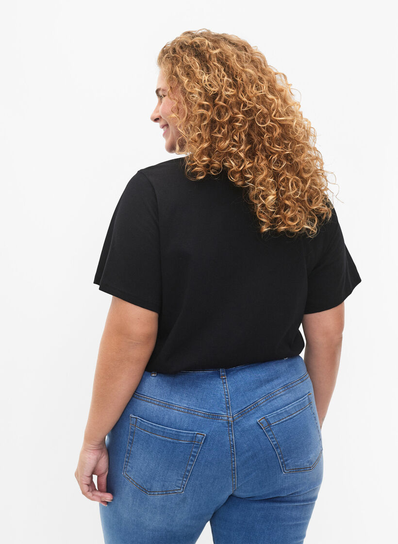 T-shirt en coton biologique avec texte, Black &Eacute;TOILE, Model image number 1