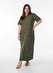 Jersey maxi jurk met kraag en korte mouwen, Groen, Model image number 0