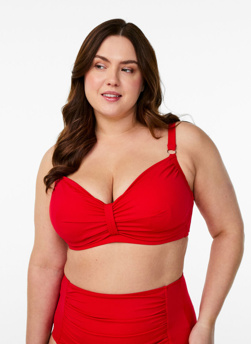 Bikini-bh met beugel en drapering, Rood, Model image number 0