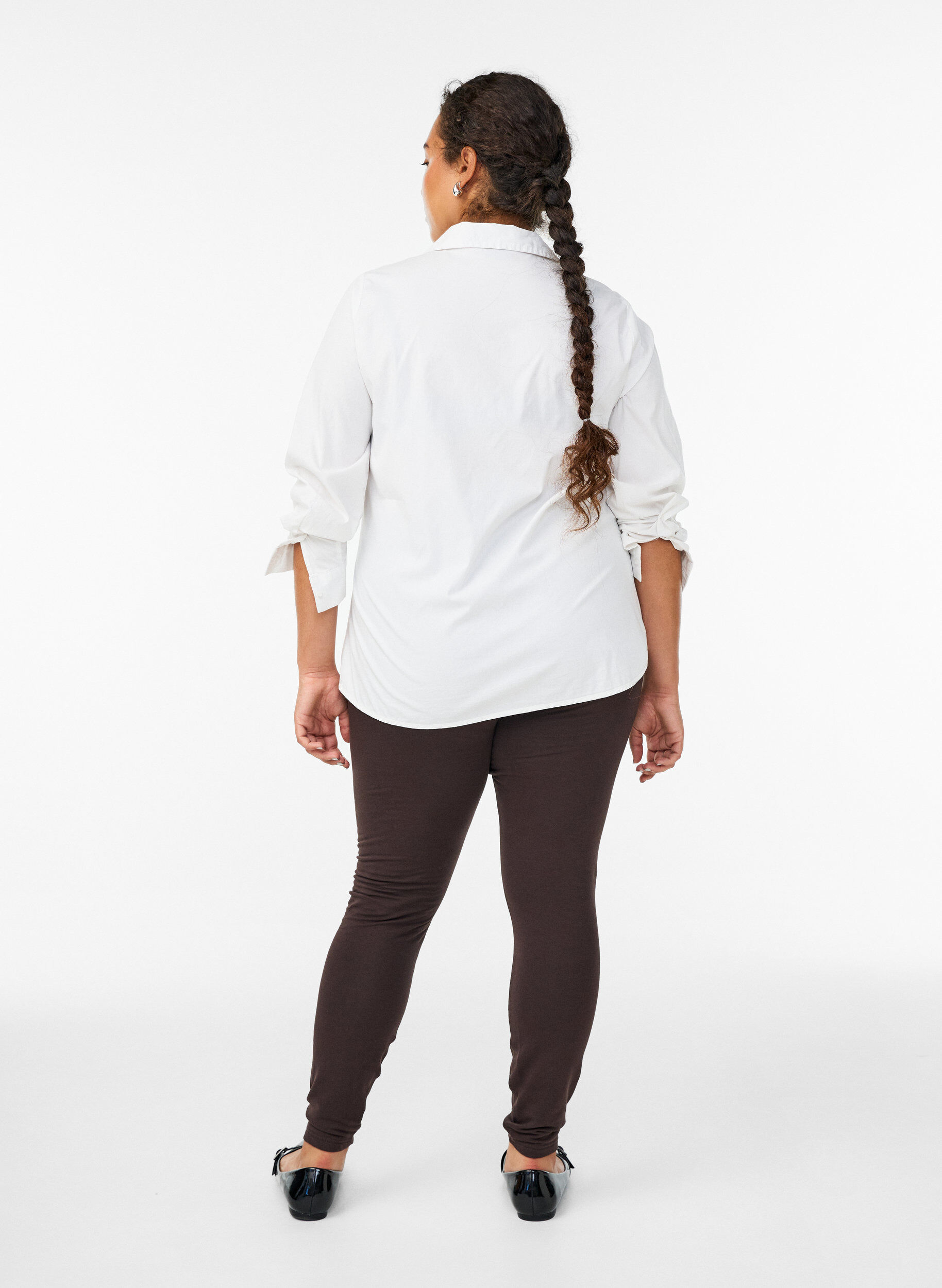 ZizziLeggings en coton avec doublure, Marron, Model image number 2