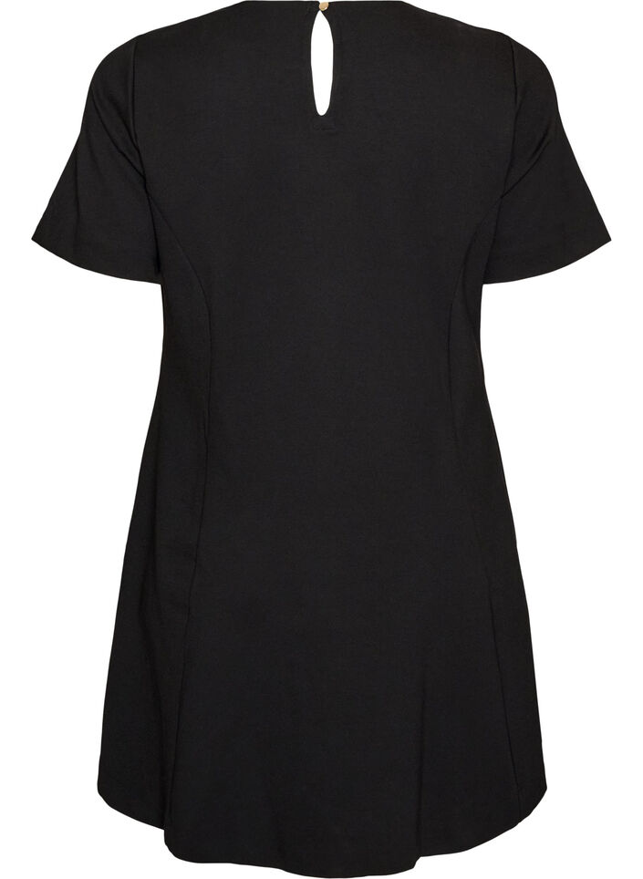 Jersey jurk met korte mouwen en A-lijn., 0199, Packshot image number 1