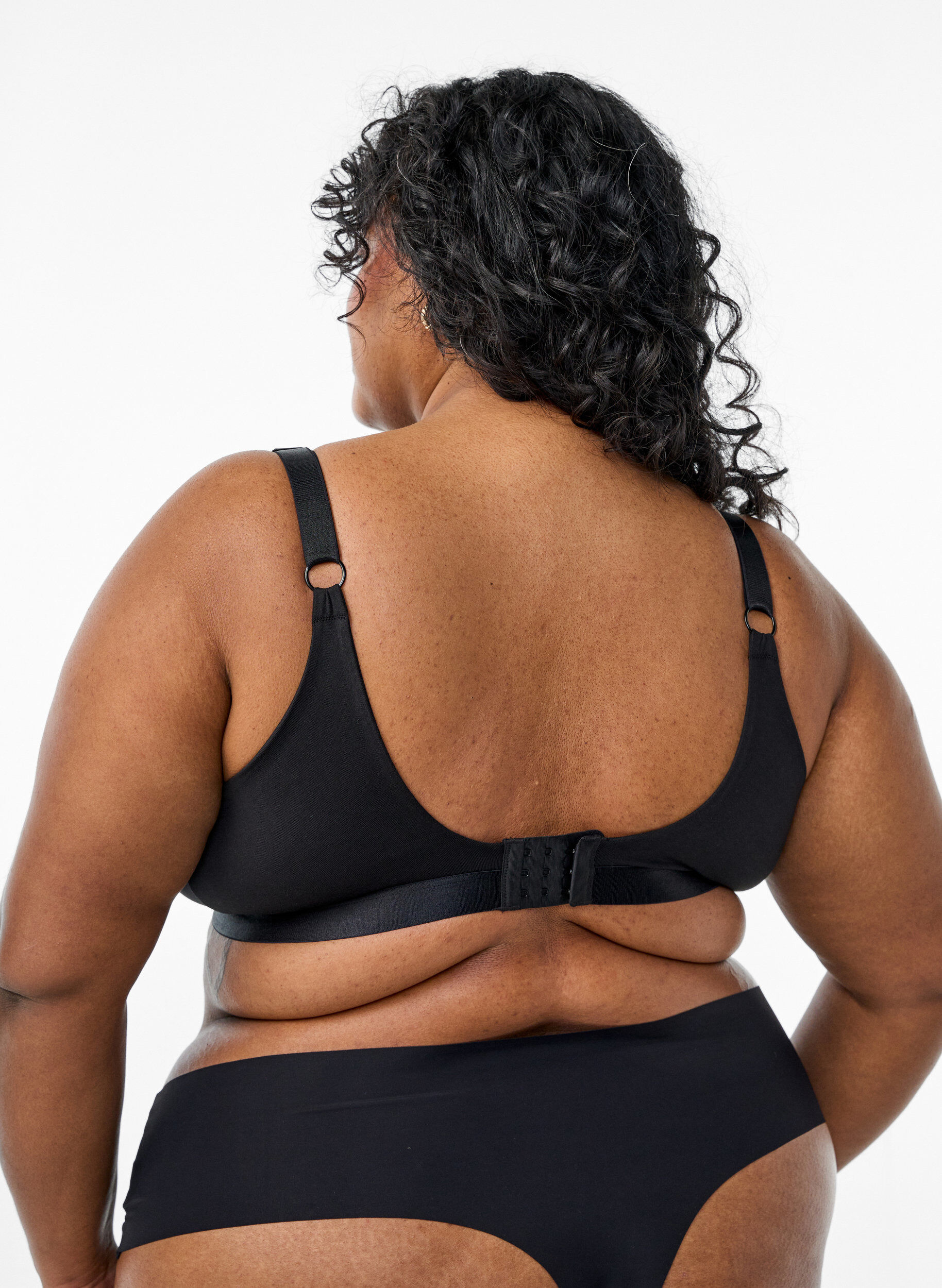 ZizziBralette van katoen met kant, Zwart, Model image number 2