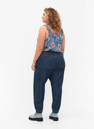 Cargo jeans met zakken, Dark blue denim, Model image number 1