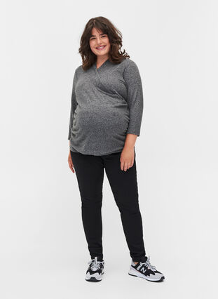 Zwangerschapstop met 3/4 mouwen en v-hals, Dark Grey Melange, Model image number 2