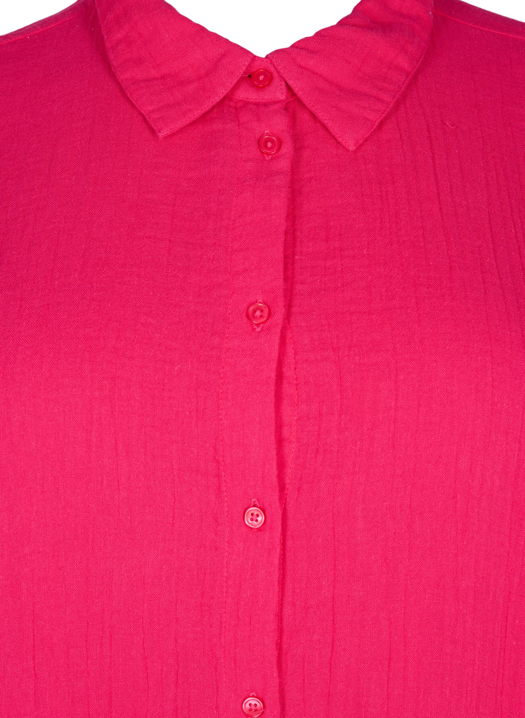 Zizzi Chemise avec col en mousseline de coton, Bright Rose, Packshot image number 2