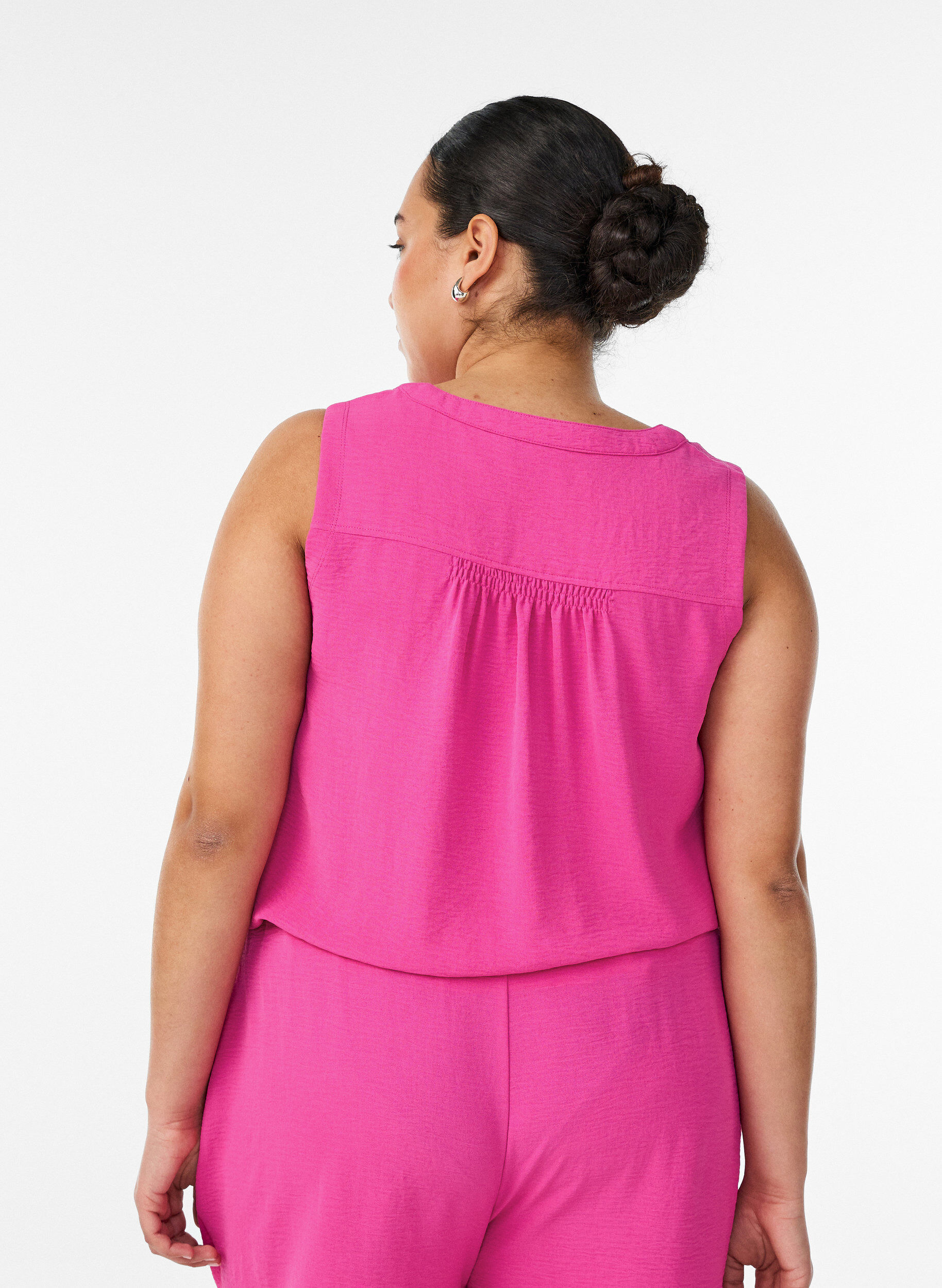 ZizziMouwloze top met kreukeffecten, Roze, Model image number 2