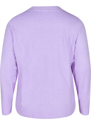 Cardigan court en maille avec boutons de couleurs contrastées, Purple Rose Mel., Packshot image number 1
