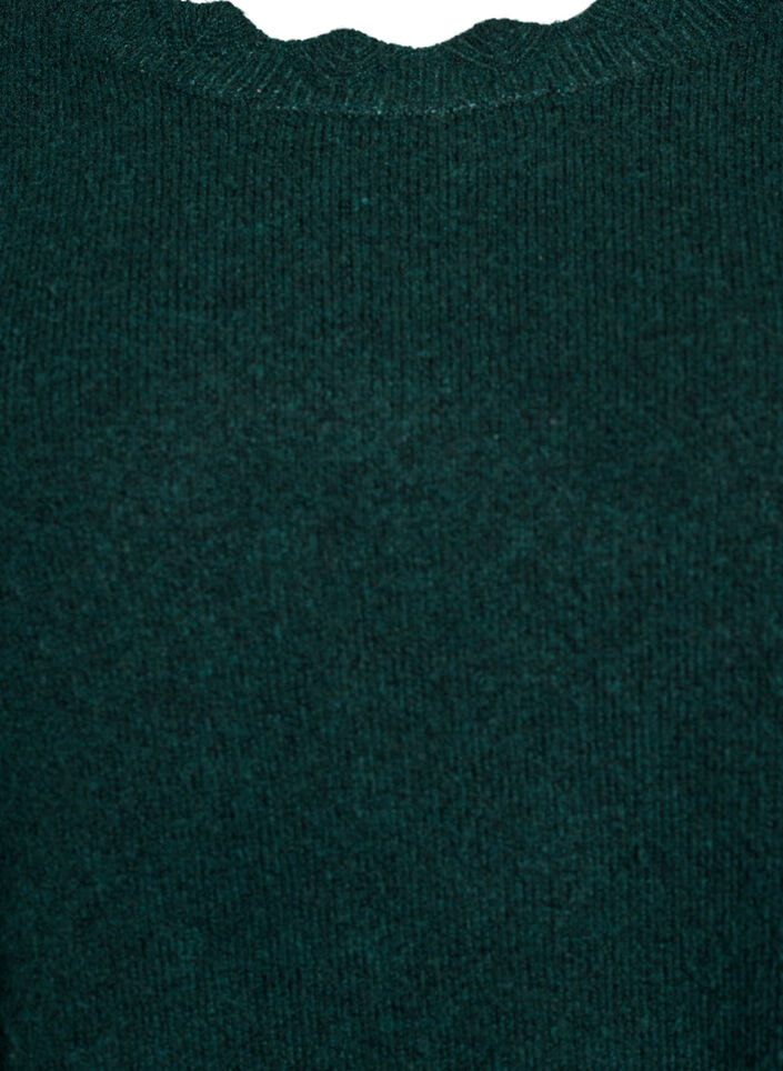 Blouse en maille &agrave; bords ondul&eacute;s, Vert fonc&eacute;, Packshot image number 2