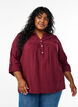 Blouse en mousseline de coton avec broderie anglaise, Bordeaux fonc&eacute;, Model image number 0