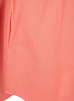 Tunique à manches courtes en coton mélangé avec du lin, Living Coral, Packshot image number 3