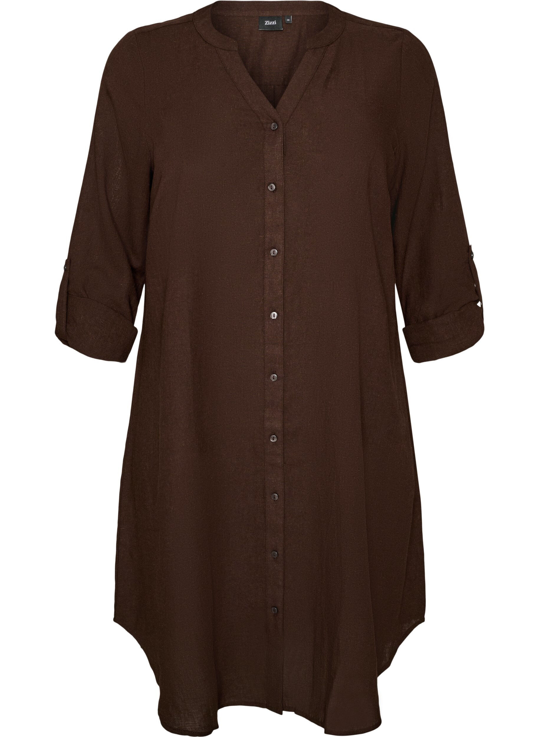 Lang shirt in linnen en viscose