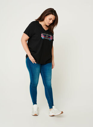 T-shirt met print en korte mouwen, Black, Model image number 2
