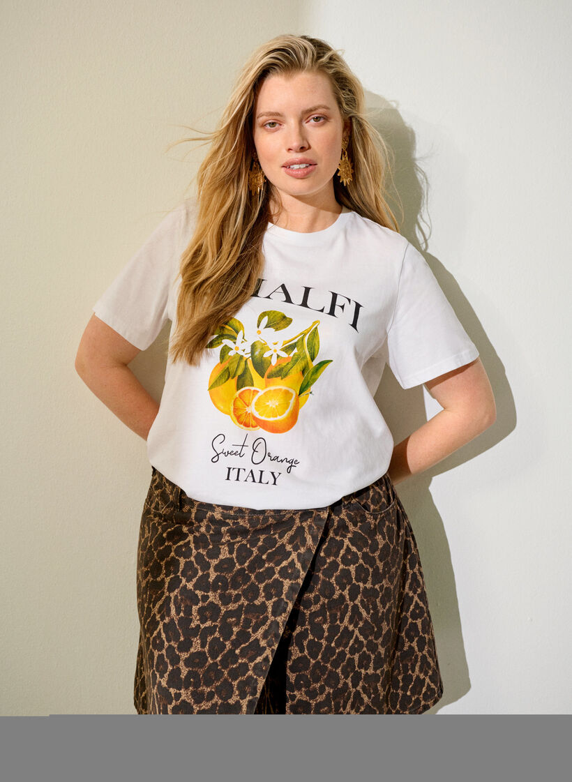 Mini-jupe &eacute;vas&eacute;e en jean imprim&eacute; l&eacute;opard, Marron, Image image number 0