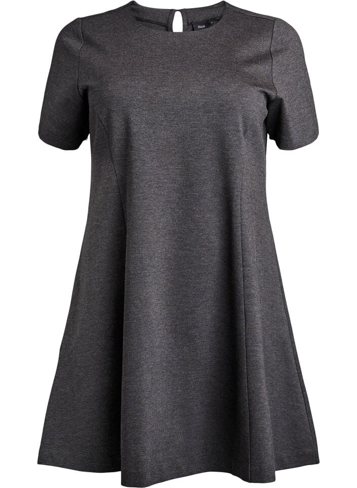 Robe courte &eacute;vas&eacute;e en jersey, Gris anthracite, Packshot image number 0