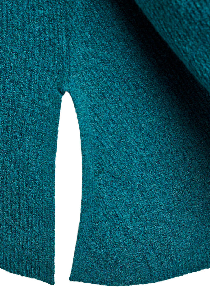 Pull en maille à motif diagonal et manches raglan, Vert, Packshot image number 3