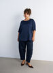 Satijnen blouse met ellebooglange mouwen, Blauw, Model image number 1