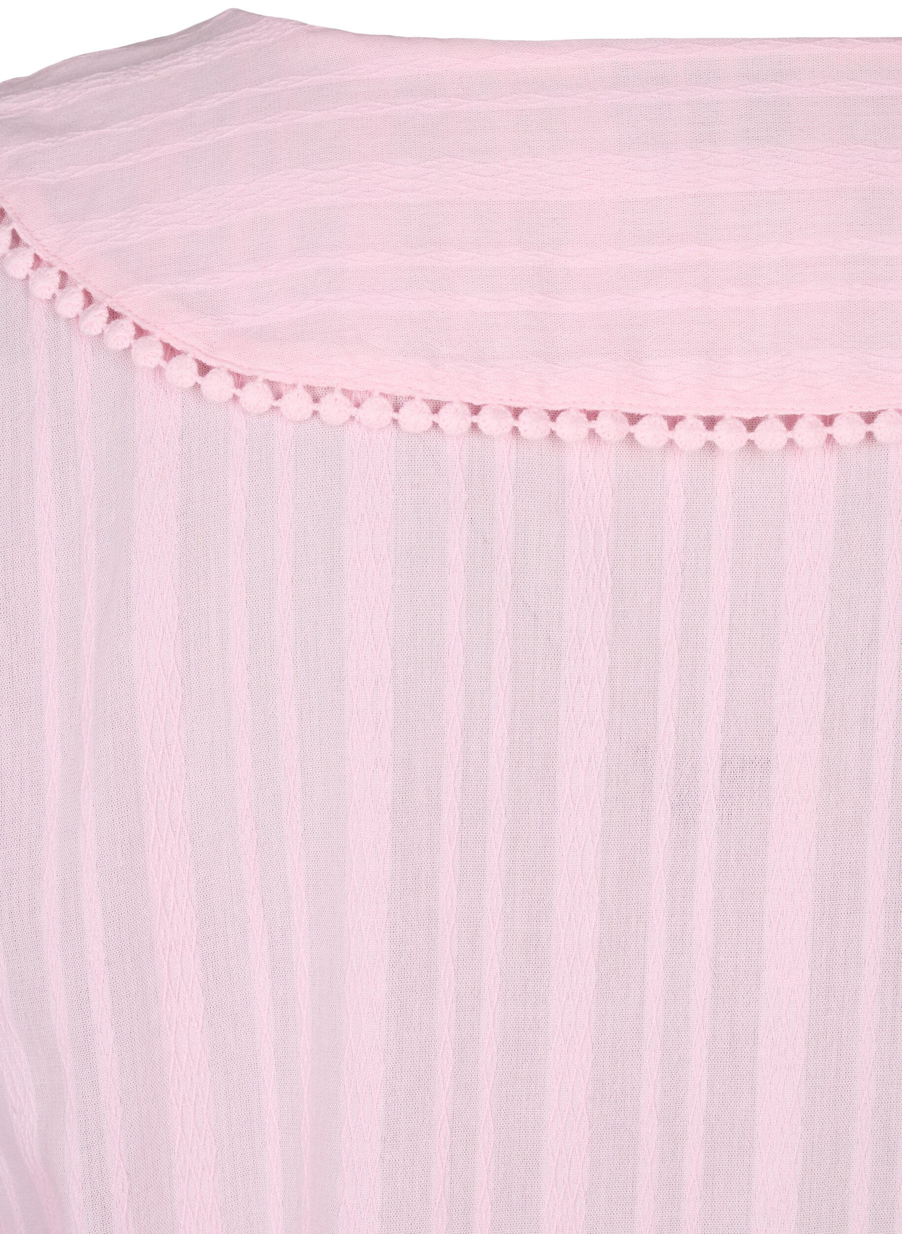 ZizziKatoen-viscosemix jurk met 3/4 mouwen, Almond Blossom, Packshot image number 4