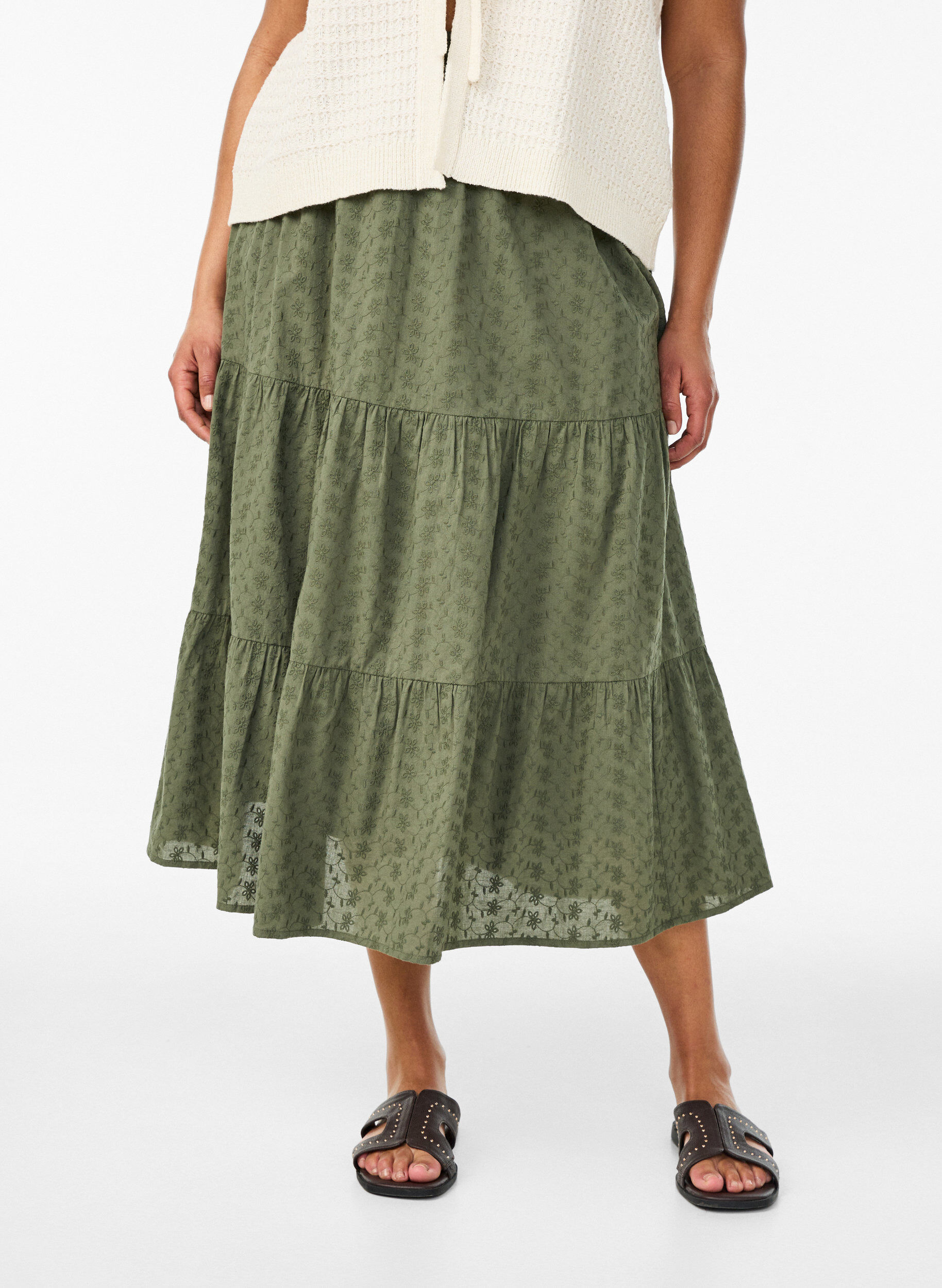 ZizziTextuur breisel vest met strikband, Vanille, Model image number 3