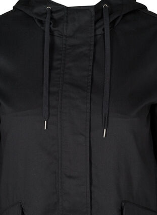 Korte jas met capuchon en zakken, Black, Packshot image number 2