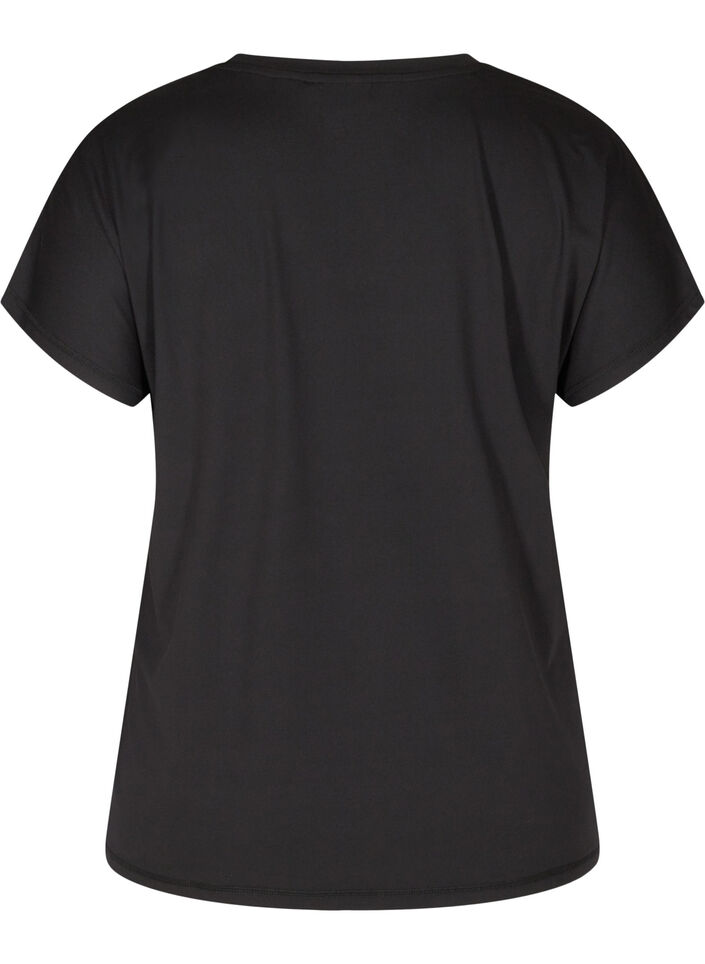 T-shirt de sport ample avec col en v, Noir, Packshot