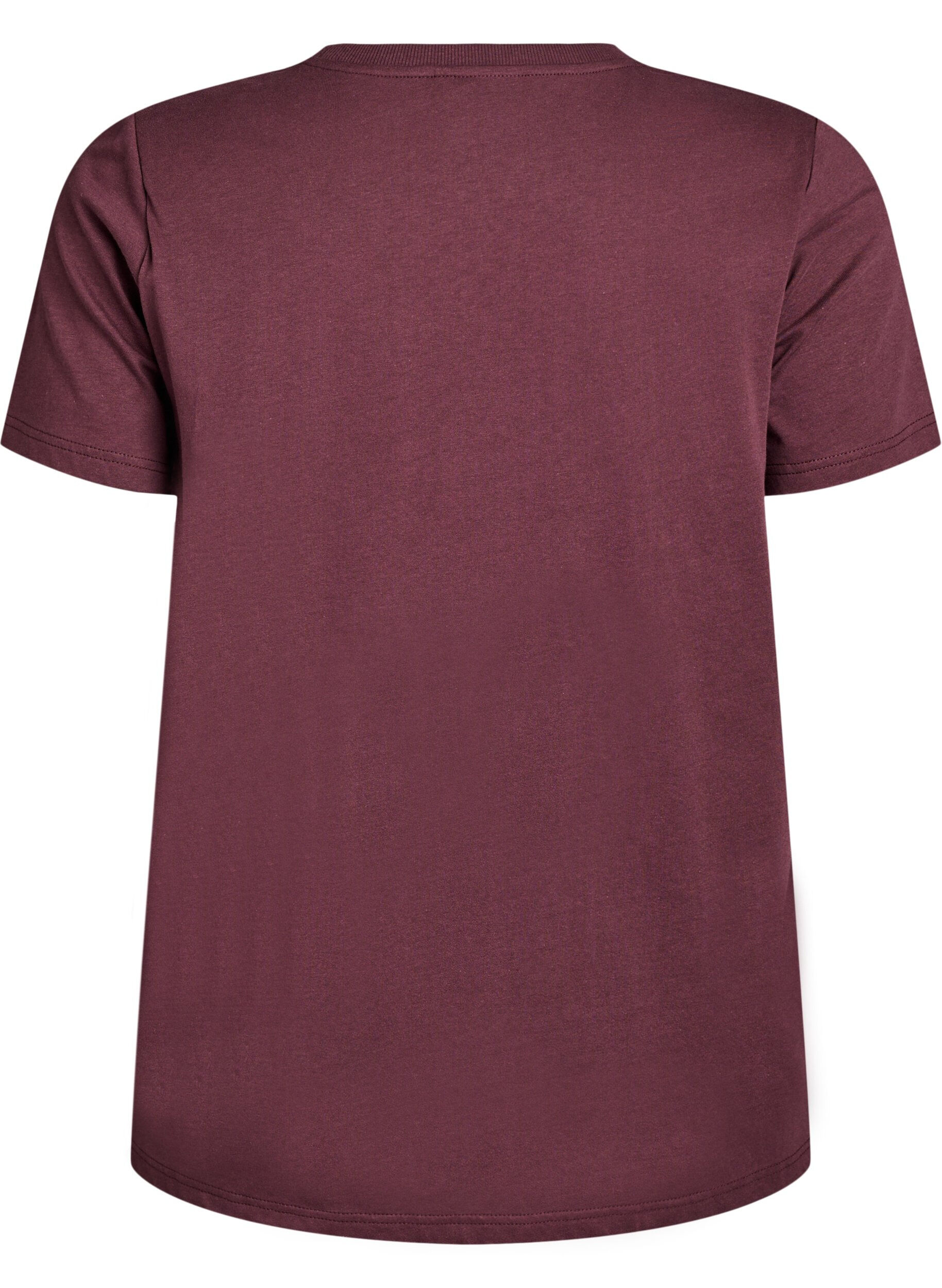 Zizzi T-shirt basic en coton avec &eacute;paulettes, Bordeaux fonc&eacute;, Packshot image number 1