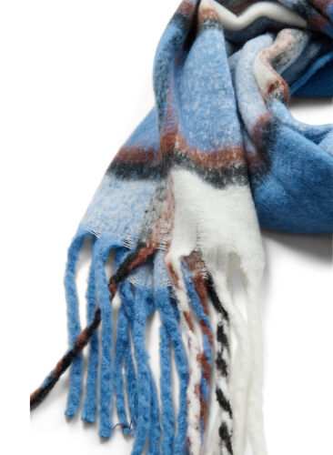 Écharpe à motifs avec franges, Blue, Packshot image number 1