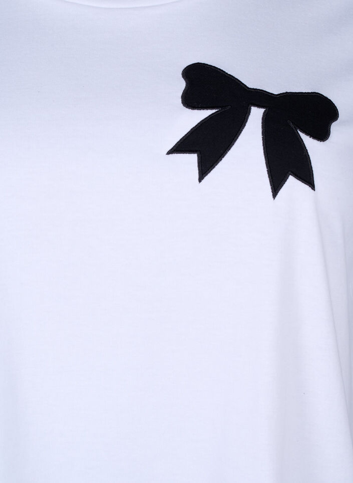 T-shirt en coton avec nœud papillon, Bright Wh. W. Black , Packshot image number 2