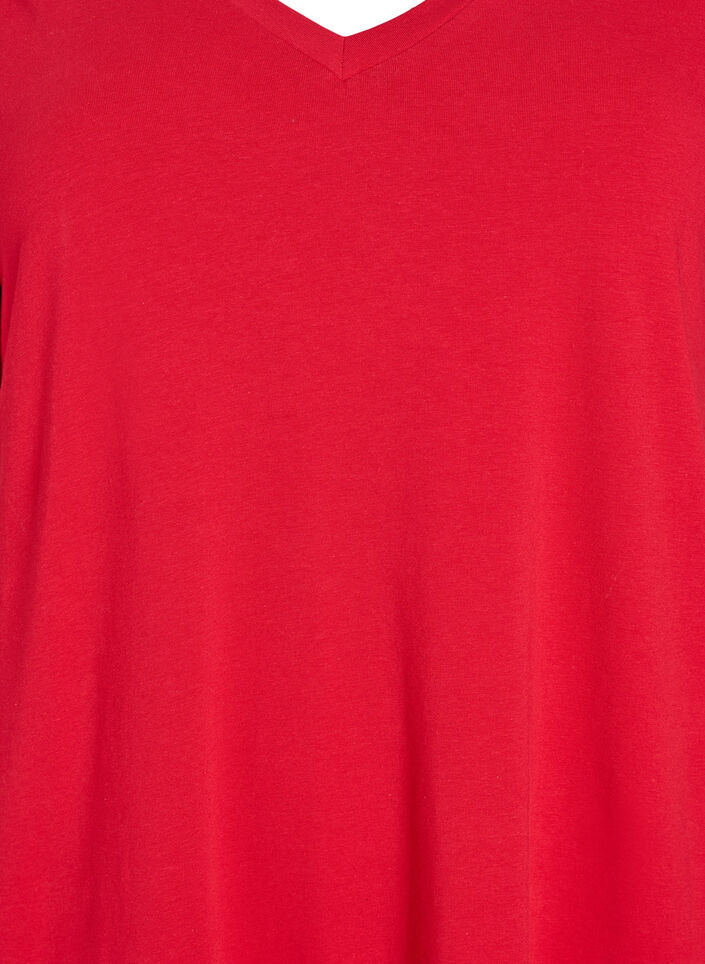 Robe T-shirt midi avec col en V, Rouge, Packshot image number 2