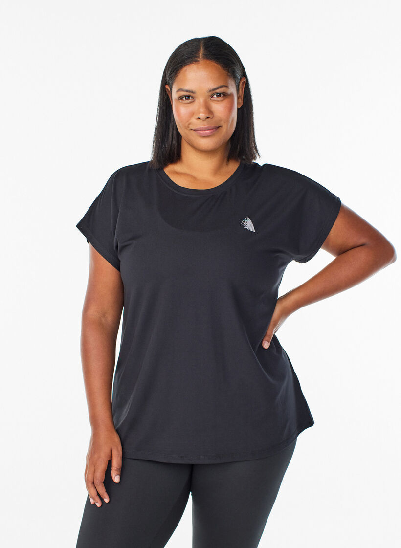 Effen gekleurd trainingsshirt, Zwart, Model image number 0