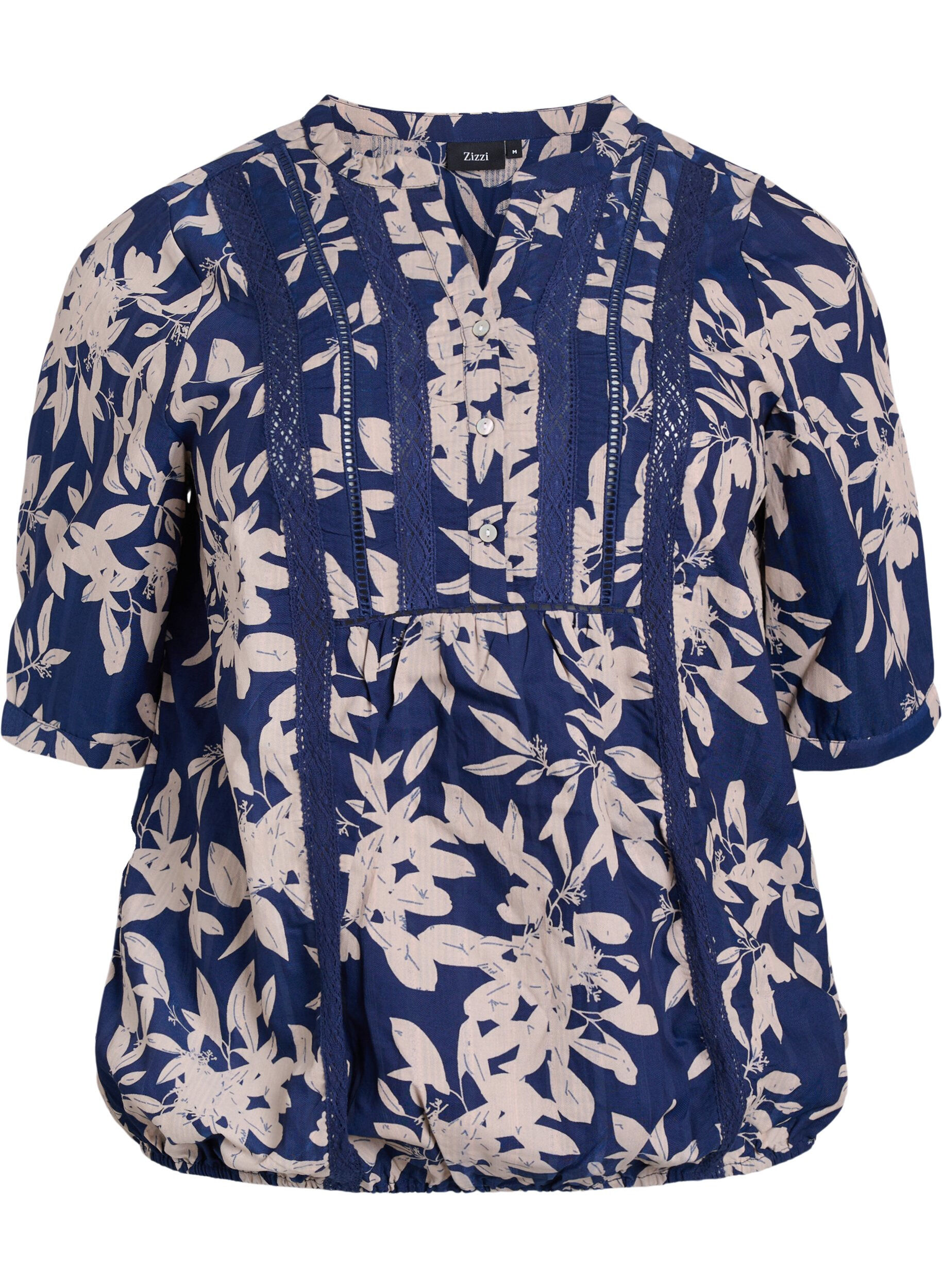 ZizziBlouse met print en 1/2 mouwen, Blauw, Packshot image number 0