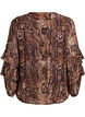 Blouse imprimée animal et volants, Marron, Packshot image number 1