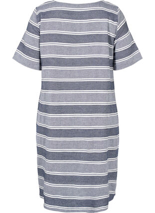 Gestreepte jurk met korte mouwen, Blue Stripe, Packshot image number 1