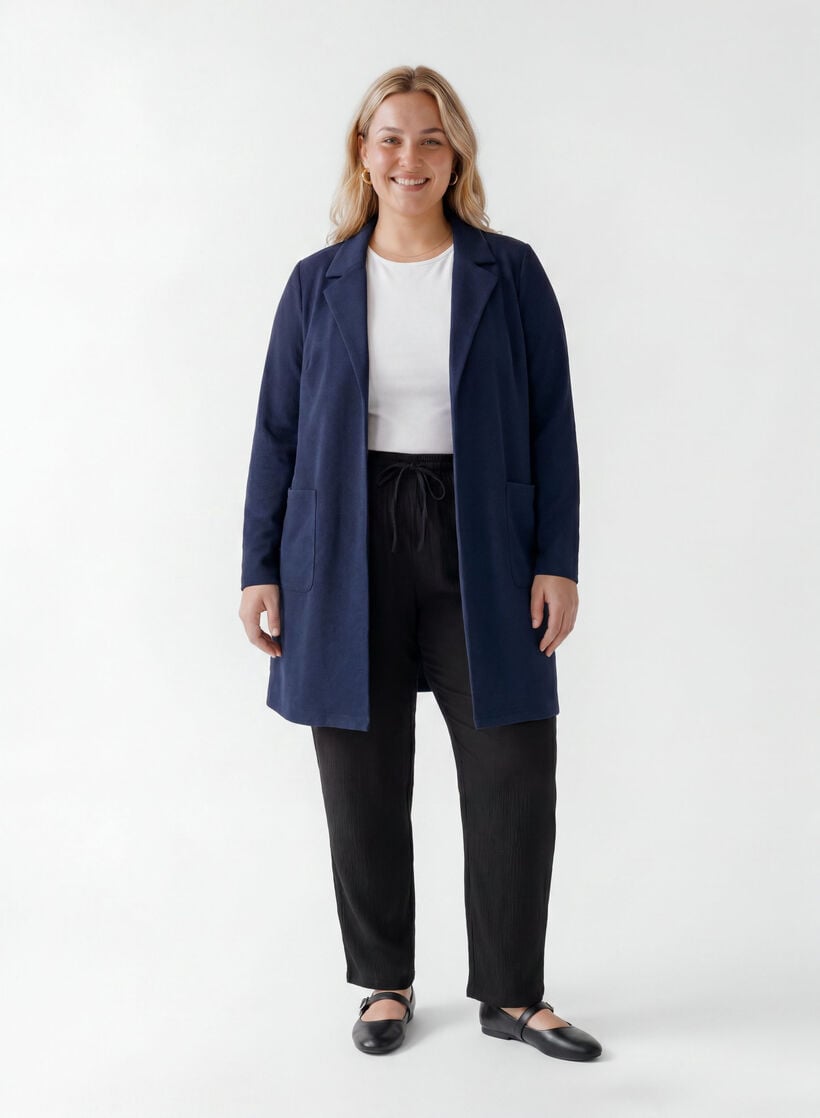 Lange jas met zakken, Blauw, Model image number 1