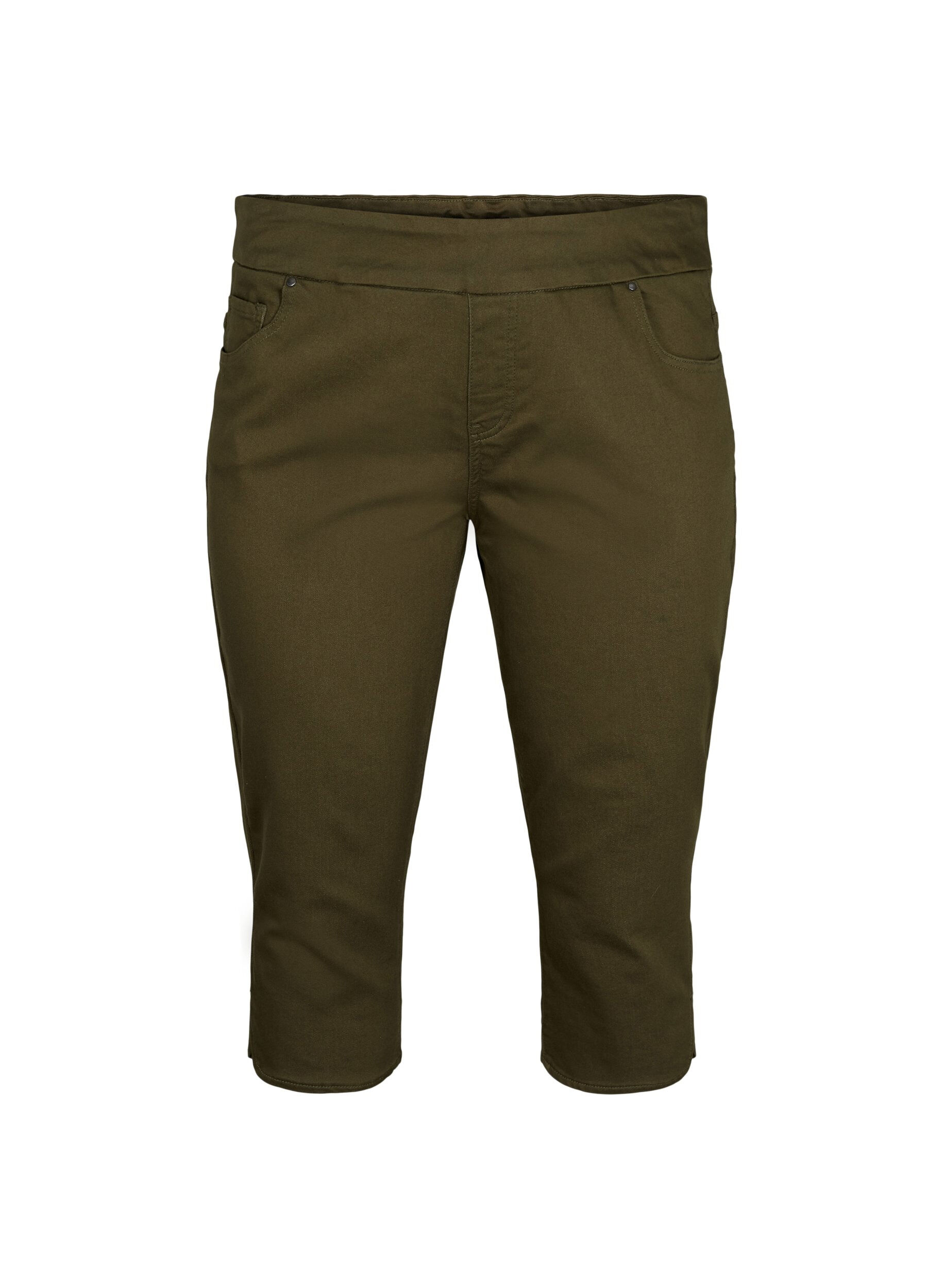ZizziNauwsluitende driekwart broek in katoenmix, Ivy Green, Packshot image number 0