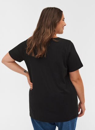 T-shirt en coton bio avec détails imprimés, Black, Model image number 1