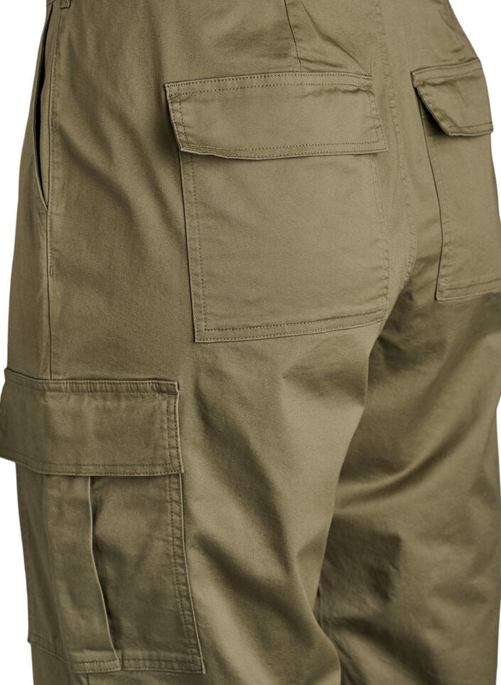 Pantalon cargo large taille haute, Vert, Packshot