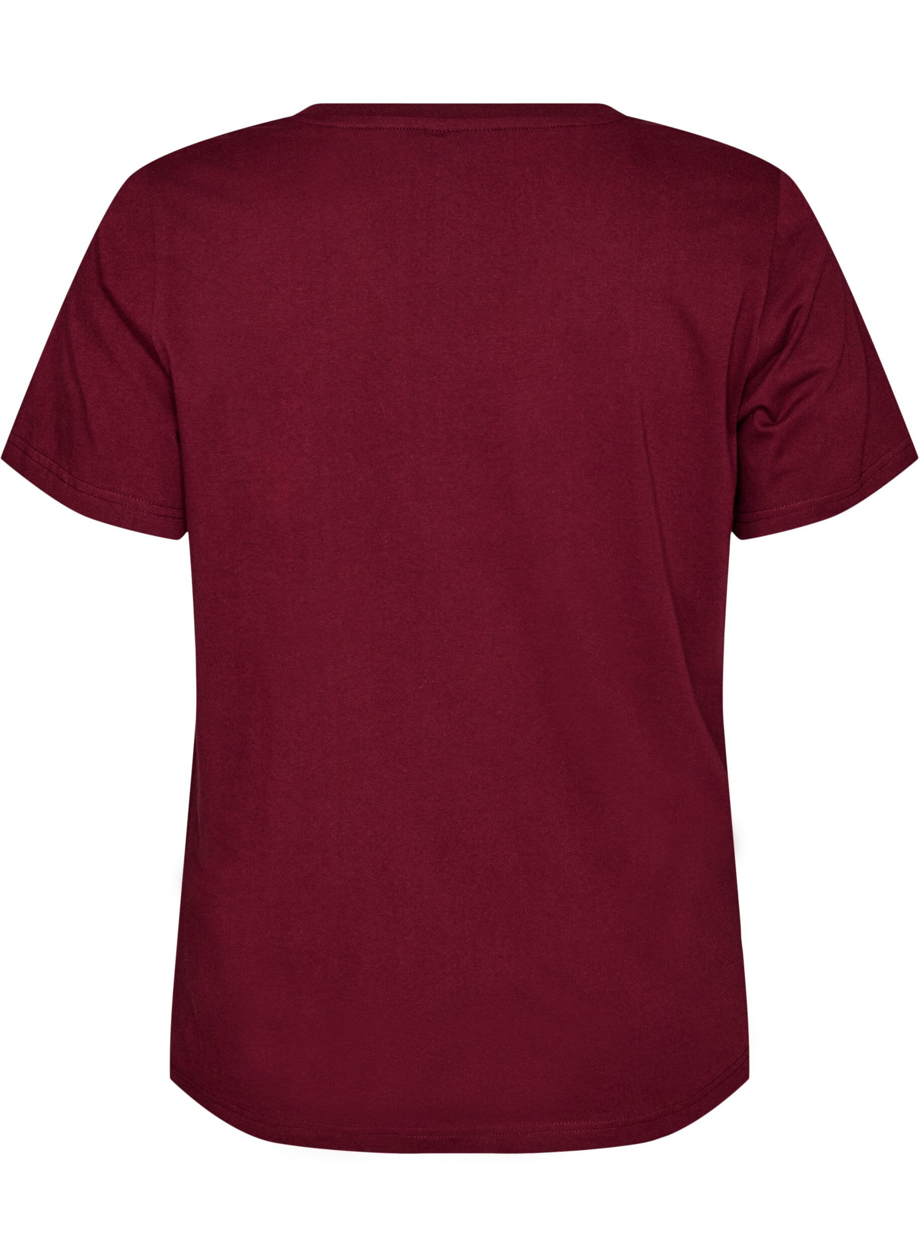 ZizziT-shirt en coton bio avec un imprim&eacute; texte sportif, Bordeaux, Packshot image number 1